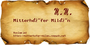 Mitterhöfer Milán névjegykártya